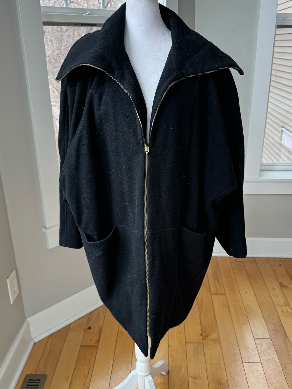 I.B. Diffusion Black Wool Cashmere Shawl Collar Coat Jacket Sz Medium